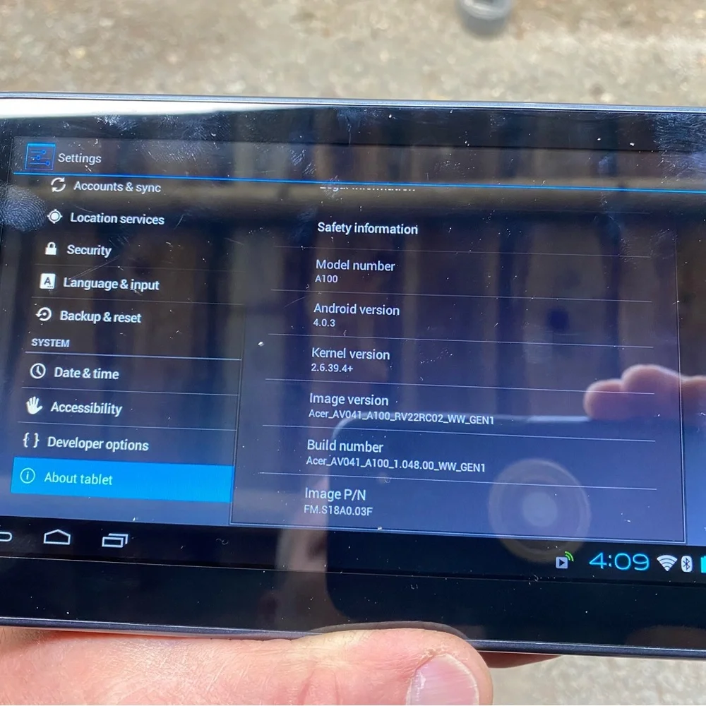 Acer Iconia 7” A100 Color Android Tablet Works Great!